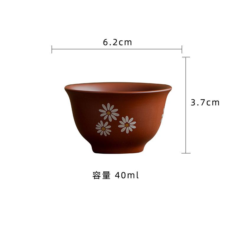 

2pc/lot Zisha Daisy Teacup Vintage Tea Bowl Sample Tea Cup Tea-tasting Smelling Cup Chazhan Master Cups Puer Drinkware 40ml