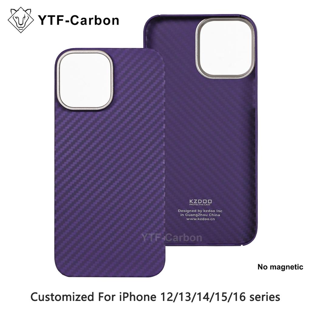 YTF For iPhone 12 Pro Max/13 Pro/14 Pro Max/15 Pro Max/16 Pro Max Genuine Carbon Fiber Aramid Case Ultra Thin Protective Cover