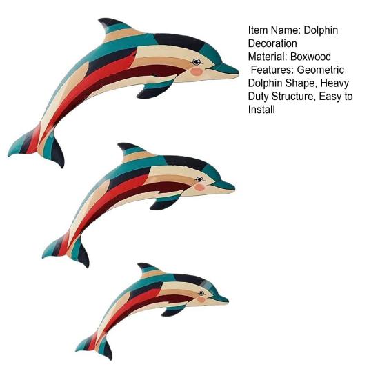 3Pcs/Set Wooden Geometric Dolphin Wall Decoration Coastal Nautical Home Office Living Room Wall Hanging Ornament Rustic Sea Animal Wall Art
