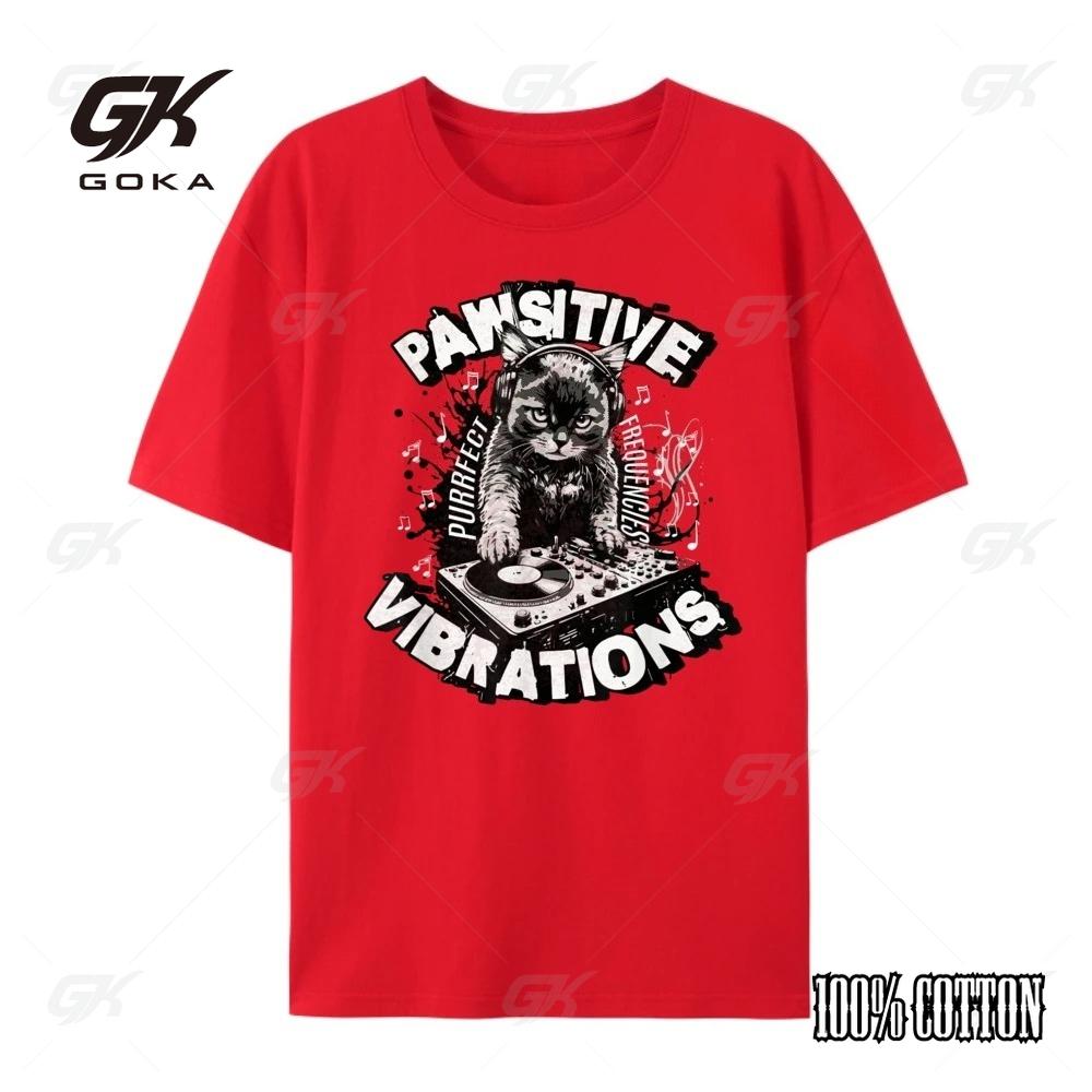 

Cat Pawsitive Cats Turntable Dj Cat Music Dance Graphic T Shirt Breathable Oversized T Shirt Men Creative Round Short Sleeved 4XL
