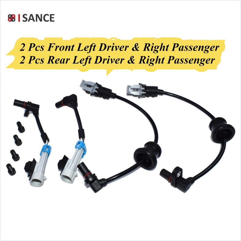 ISANCE Front & Rear 4pcs ABS Wheel Speed Sensor 96626078 96626080 For Chevrolet Equinox Captiva Pontiac Torrent Saturn Suzuki