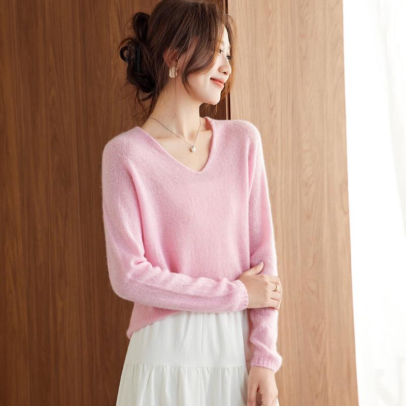 

Srcr Women s V-Neck Short Cashmere Blend Knit Sweater M