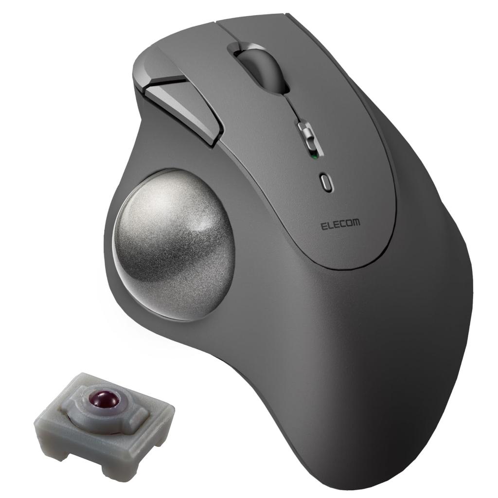 ELECOM IST Wireless Trackball Thumb 36mm Artificial Ruby 5 Mouse, Bluetooth, Operation, Ball, Support, Buttons, Windows, Mac, Chromebook, Black,
