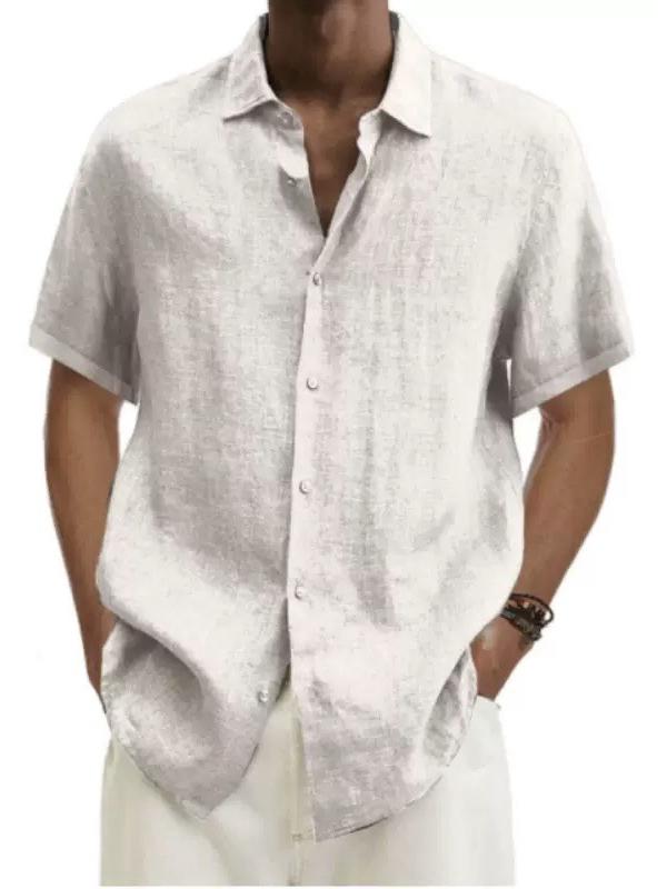 2025 Baumwolle Leinen Herren V-Ausschnitt Knopf Sommerhemd