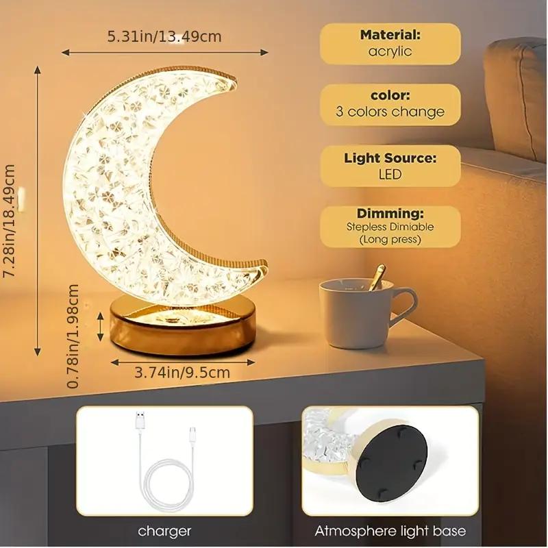 Enchanting Moon Star Table Lamps Crystal Acrylic Touch Night Lights for Bedroom Decor Unique Gift Idea