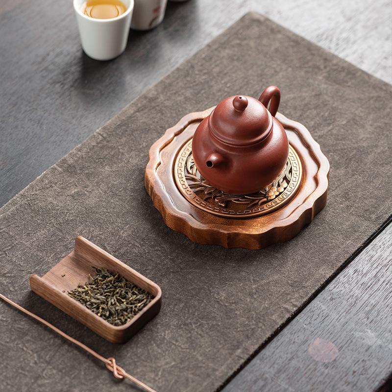 Solid Wood Teapot with Dry Soaking Table Household Tea Pot Lid Bowl Tea Mat Small Water Storage Tea Tray