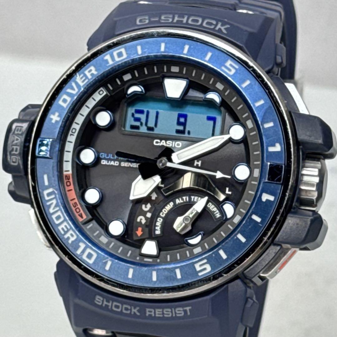 

[USED] Working G-SHOCK GWN-Q1000A Radio Solar Black Blue