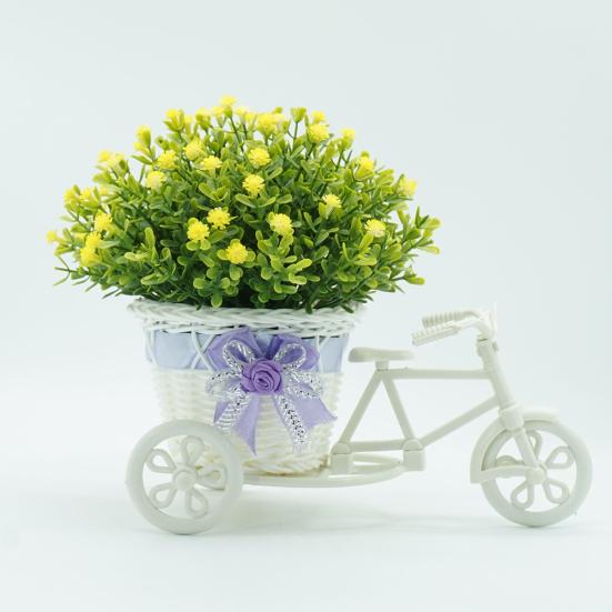 Artificial Flower Rattan Basket Tricycle Desktop Store Showcase Party Home Decor