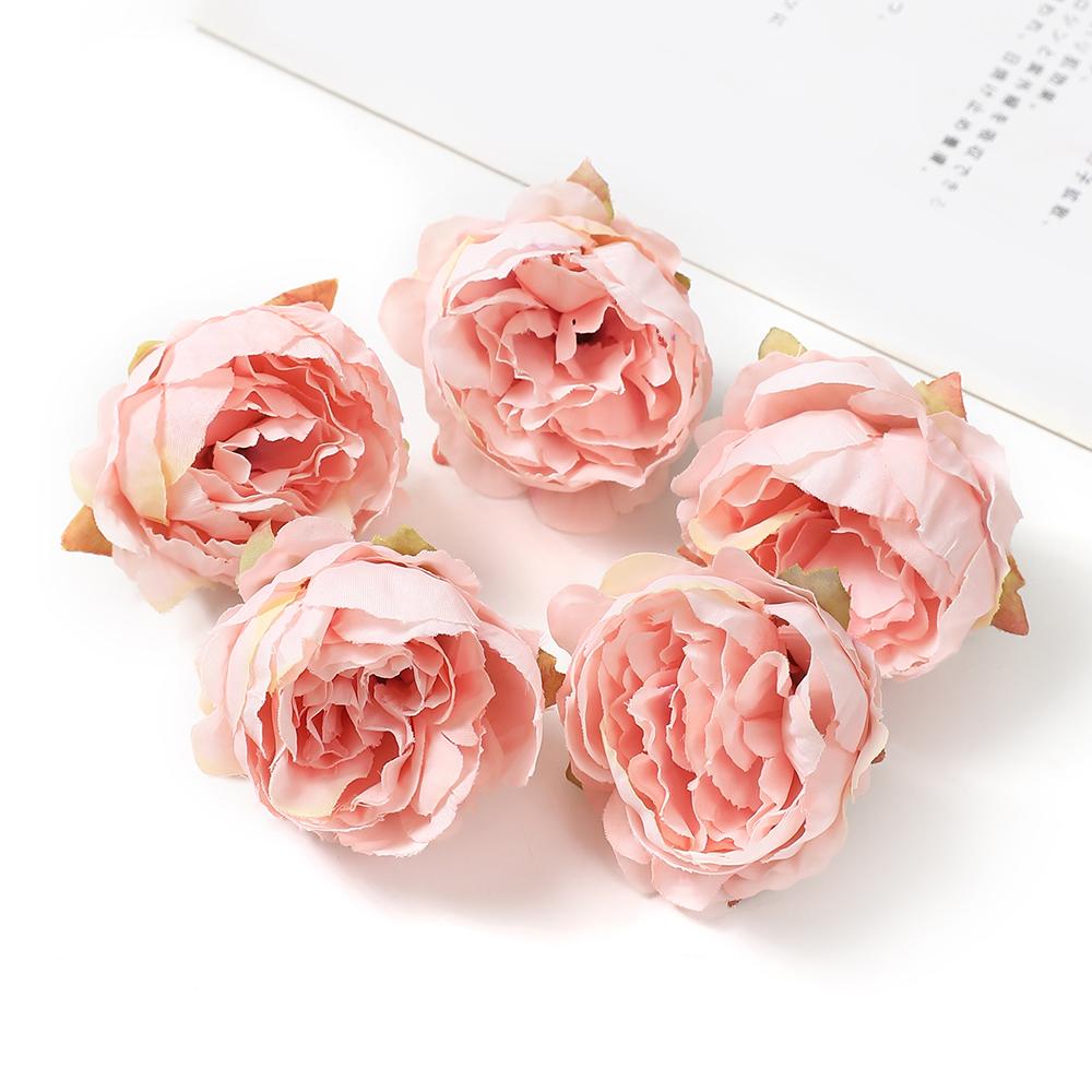 5/10Pcs Peony Artificial Flowers 4.5cm Silk Fake Flower for Home Room Decor Garden Wedding Decoration Bride DIY Wreath Accessory