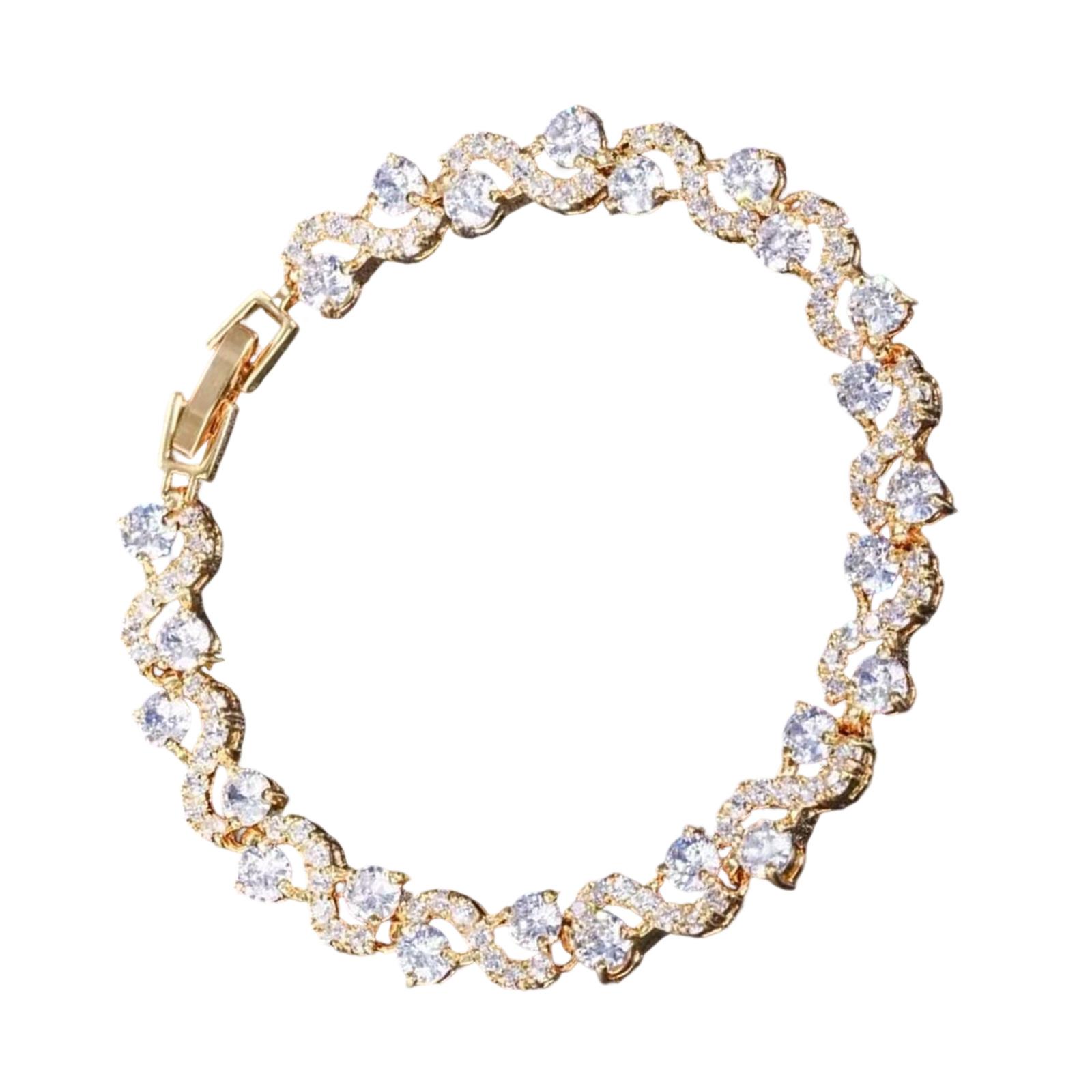 

Элегантный теннисный браслет с круглыми камнями из кубического циркония для женщин, браслет из имитированных бриллиантов, аксессуары для вечеринок белый