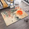 Red Sunset and Cherry Blossom Carpet with Mountains and Birds Design Suitable for use as an anti-slip for living room bedroom sofas