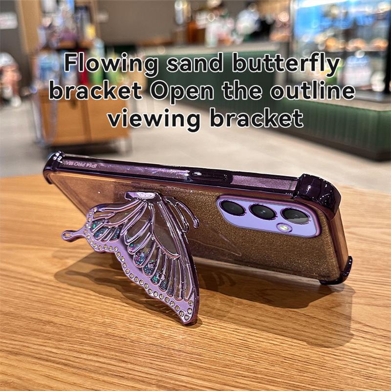 Glitter Butterfly Stand Phone Case for Samsung S25 S24 23 S22 S21 Ultra Plus S25 S23 FE A17 A07 A06 A56 A36 A16 A55 A35 A25 A15 A54 A53 A14 A13