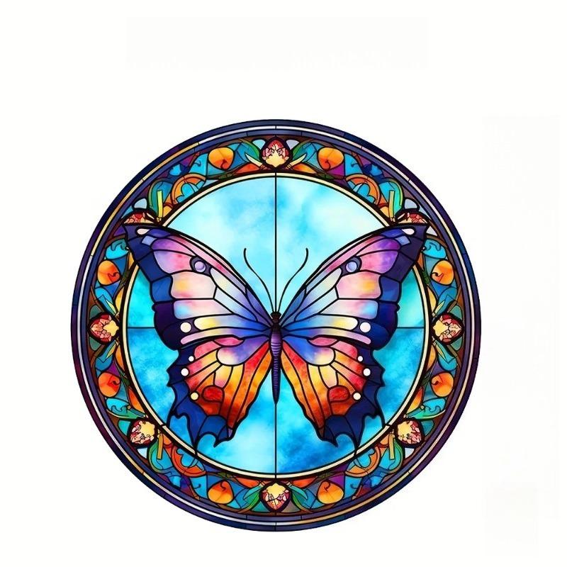 2D Flat Butterfly Round Acrylic Decoration Sign, Home Decor Plaque Hanging Wall Art Decorative Garden Decoration for Room Door Signs Hanging Square Li