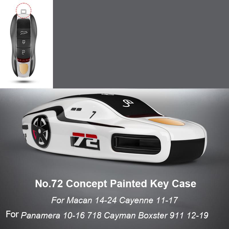 Pro Porsche Panamera Cayenne Macan 718 Cayman Boxster 911 Taycan 10-25 Auto Zelená Grello Lakovaný Klíčenka Ochranný Kryt