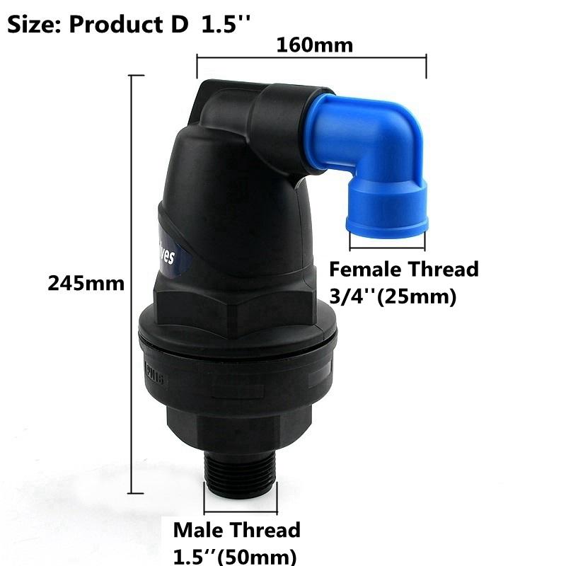 1/2~2 Inch Automatic Intake And Exhaust Valve Fittings Accessories Plastic Miniature Air Valve For Agricultural Irrigation
