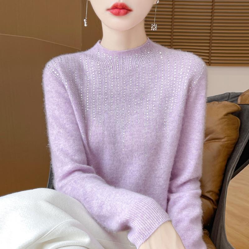 Women's Cashmere Sweater Qinghe Cashmere 30% Cashmere 70% Wool Autumn and Winter Pullover Warm and Fashionable