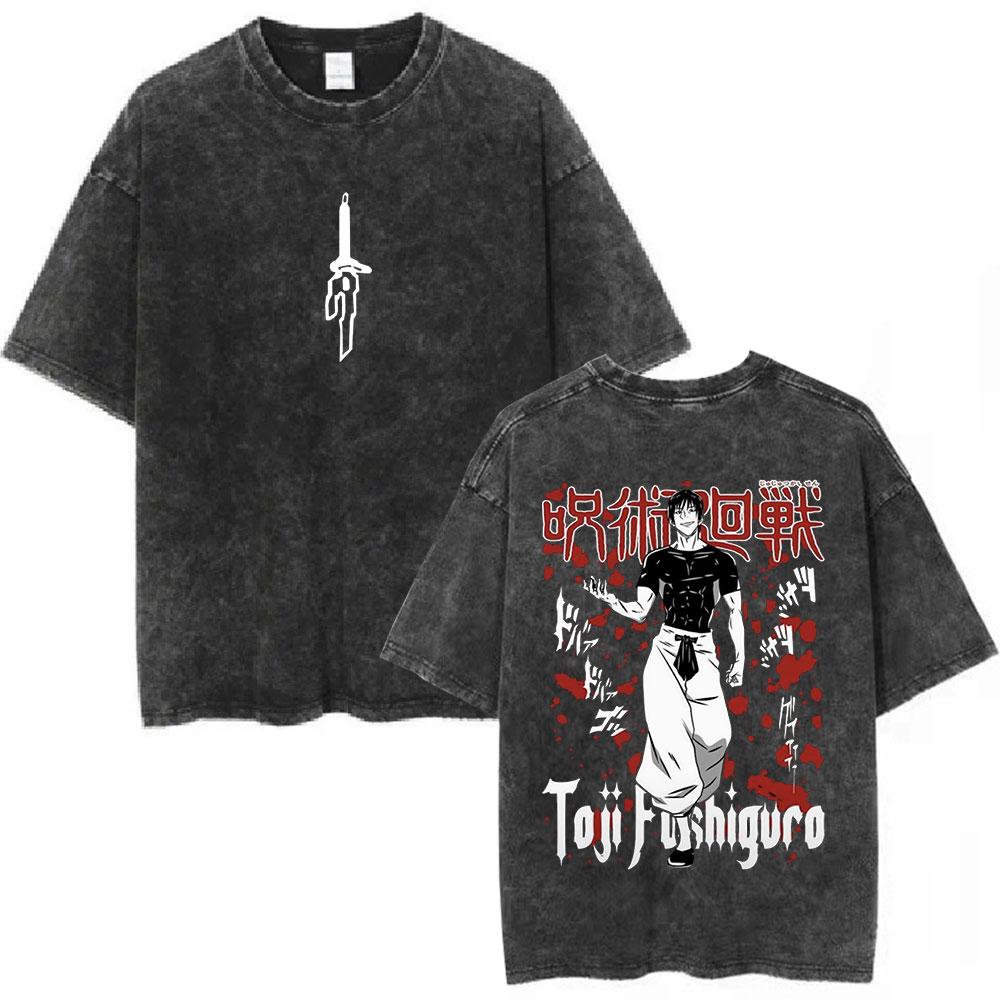Anime Jujutsu Kaisen Vyprané tričko Fushiguro Toji Pro toho, kdo nechal vše za sebou Tričko Pánské Dámské Bavlněné Nadrozměrná trička