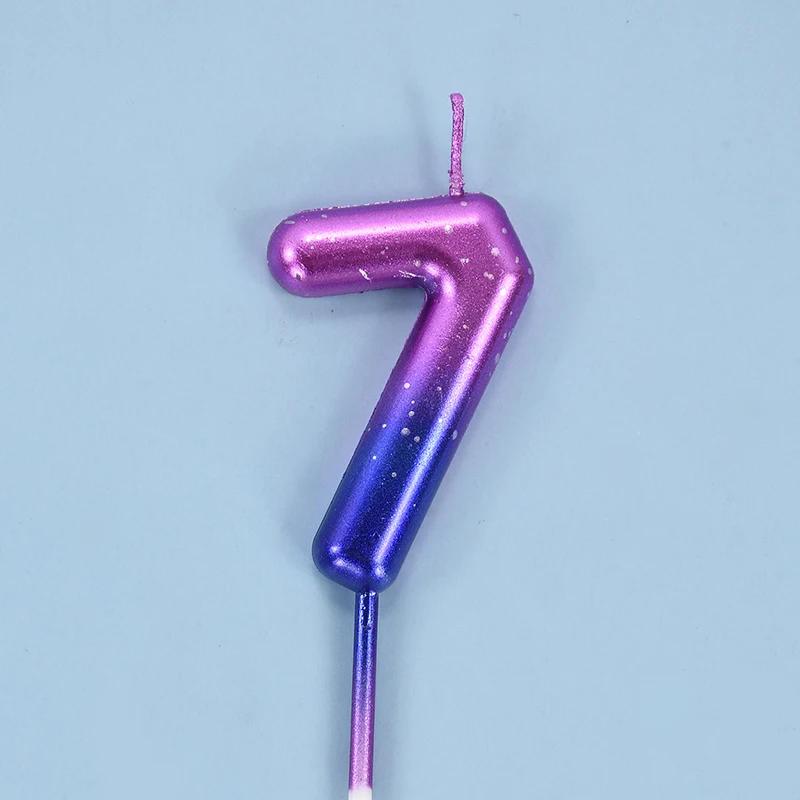 Gâteau d'anniversaire décoré, bougie numérique colorée interstellaire, bougie délicate de couleur bonbon pour enfants, numéro de 0 à 9, décoration de fête