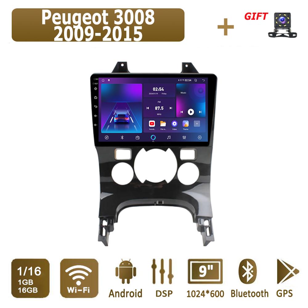 Autorádio Android pro Peugeot 3008 2009-2015 Multimediální přehrávač Hlavní jednotka Stereo GPS Navigace BT WIFI 1+16GB