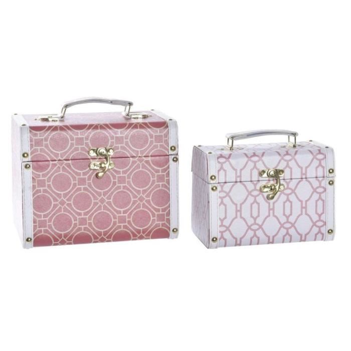 Set de boîtes décoratives - DKD Home Decor - Bois - Toile - 24 x 18 x 19 cm