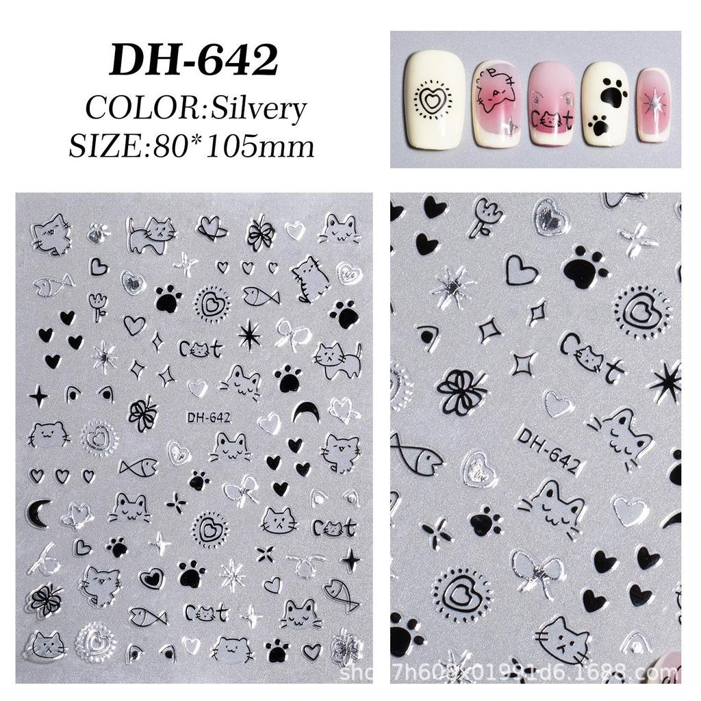 Graffiti Cartoon Kitten Nail Art Stickers - Hand-Painted Puppy & Cat Design
