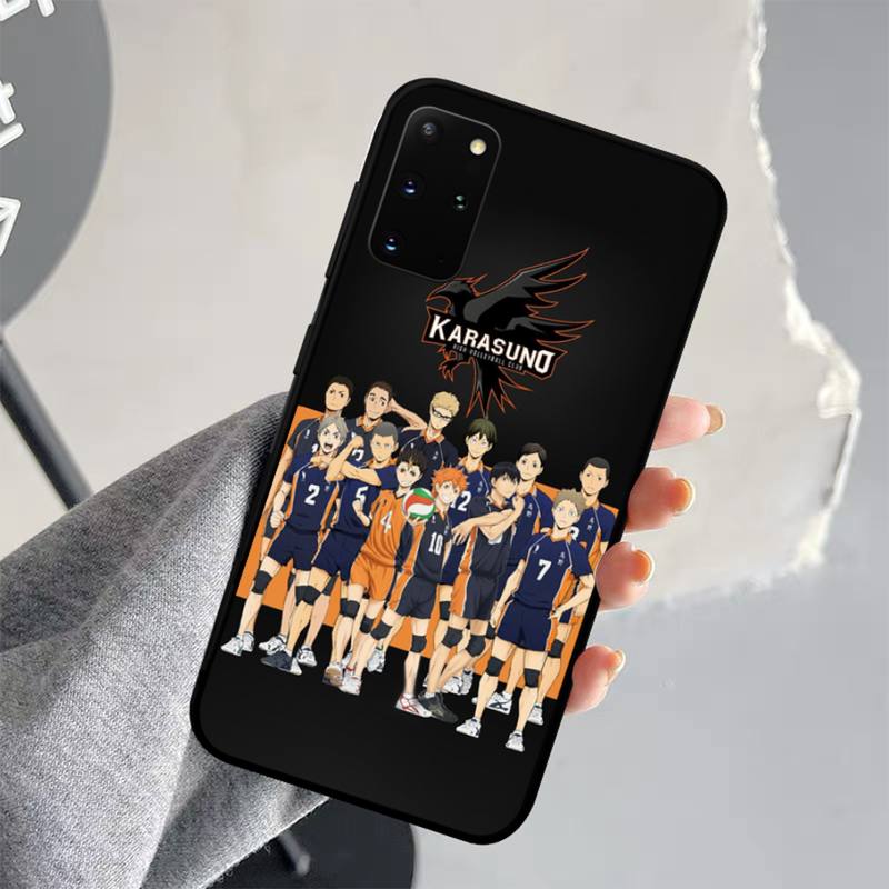Anime Schwarz Haikyuu Volleyball Telefon Fall für Samsung S21 S10 Lite S20 Ultra S9 S8 Plus S7 S6 rand S5 abdeckung