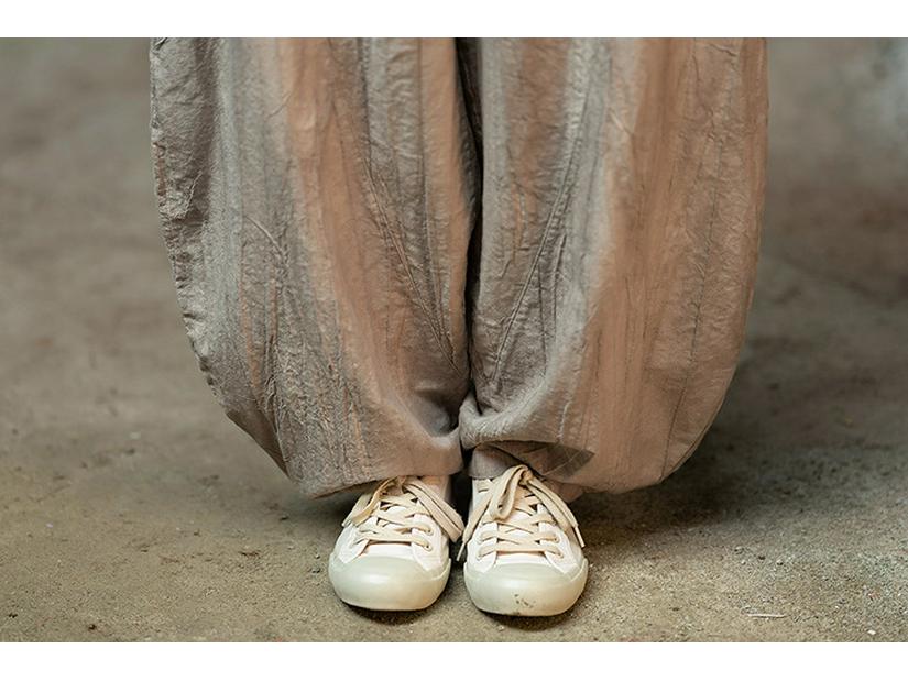 Damen-Retro-Leinenhose mit Batikmuster und weitem Bein im Laternen-Stil