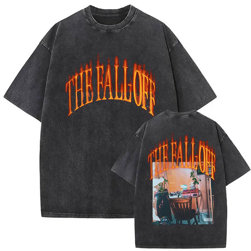 Vintage Washed J Cole T Shirts The Fall Off North America Tour Graphic Tshirt womenClothing Hip Hop Short Sleeve Tshirt