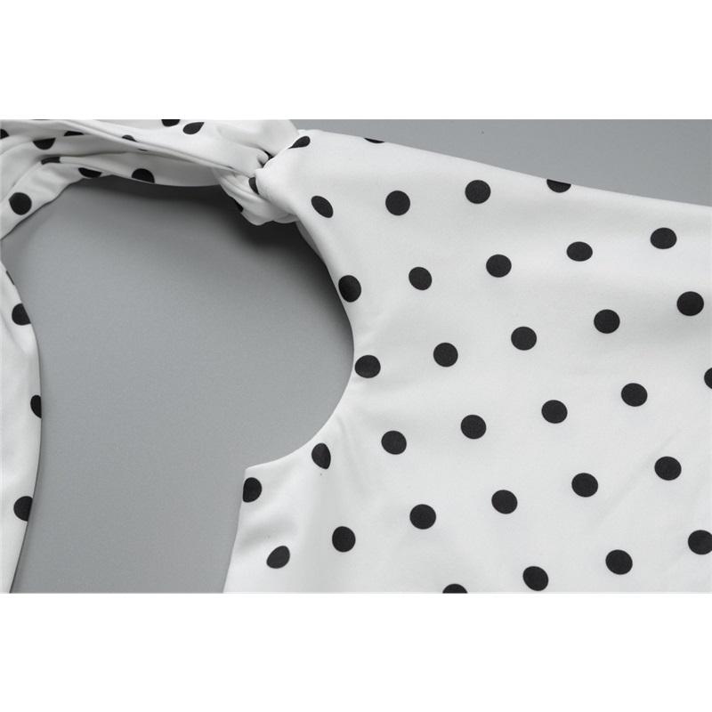 Tooxika Spring New Polka Dot Print Oblique Neck Strap Slim Fit Hip Dress