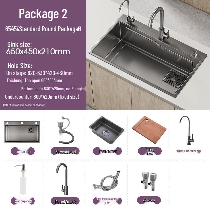 Handmade Gunmetal Gray SUS304 Stainless Steel Large Single Bowl Kitchen Sink