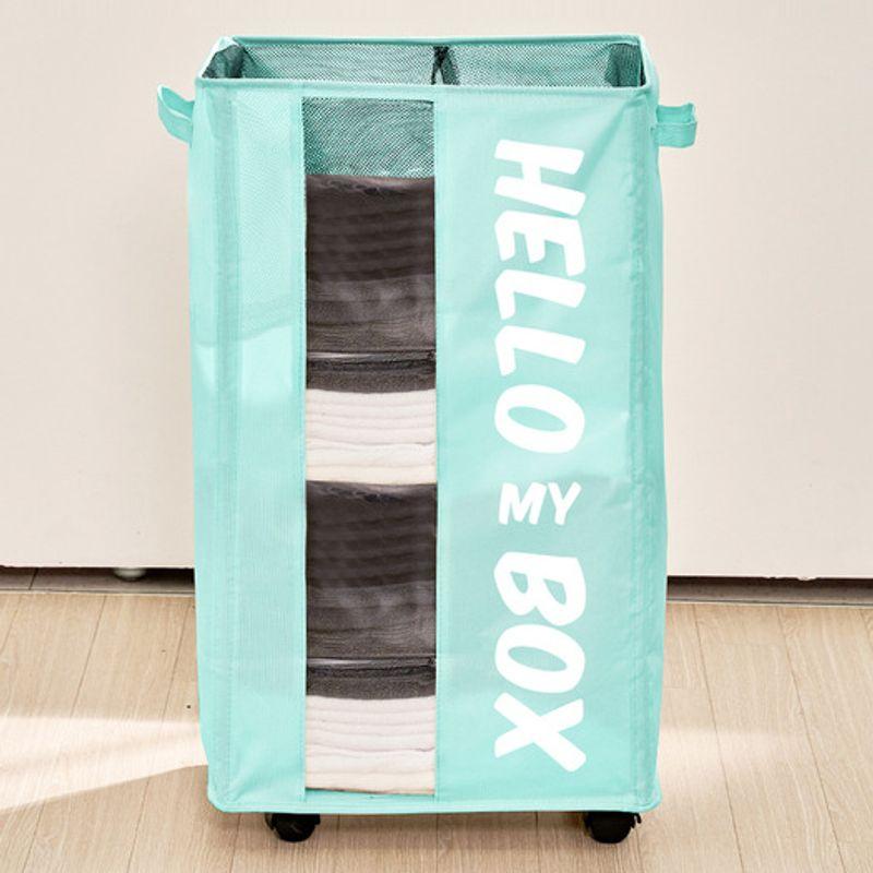 Reborn. J Wheeled Multipurpose Folding Fabric Storage Organizer Basket 90L (Mint)