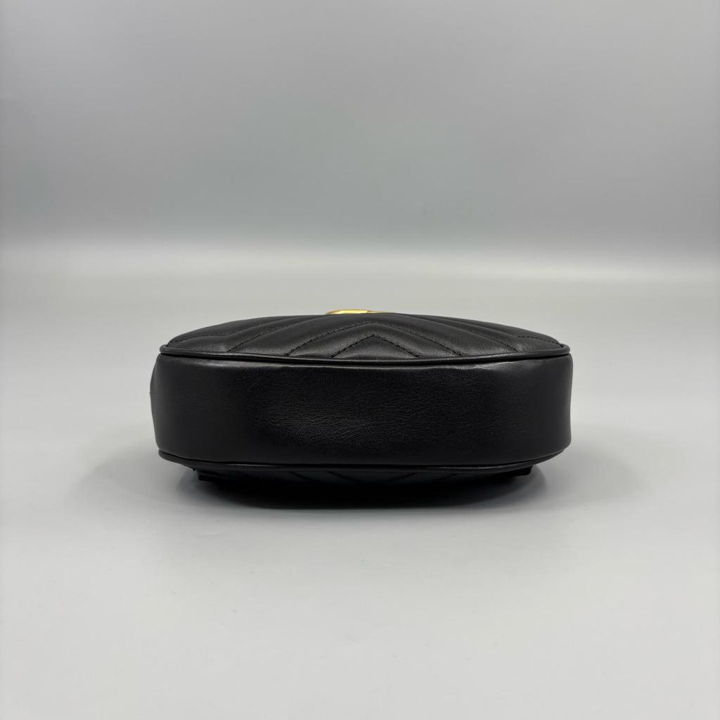 [Pre-Owned] Gucci Quilted Leather GG Marmont Matelassé Belt Bag 38/95 'Black' - Excellent #D3F1FW