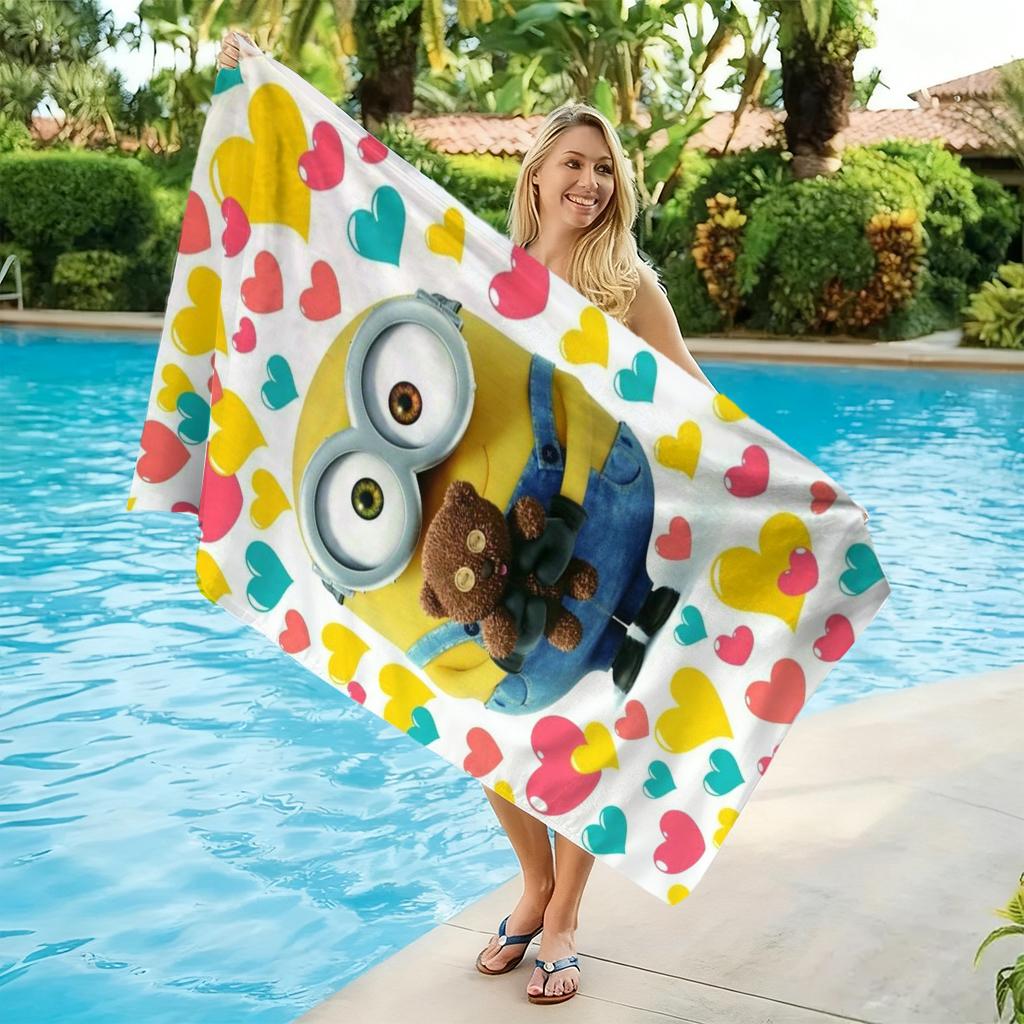 Big-eyed Cute Creature Beach Towel Love Design Quick-Drying Soft Towel for Beach Vacation Pool Funny Gift for Friends & Family