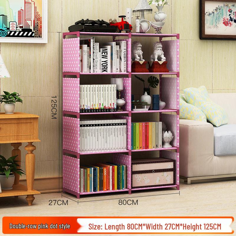 Large Combination Bookshelf: Floor-Standing Storage Rack with Desktop Steel Pipe Shelves for Kids