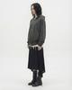 Yoki Toki Double Hem Drawstring Hoodie Zip-Up [Deep Charcoal]