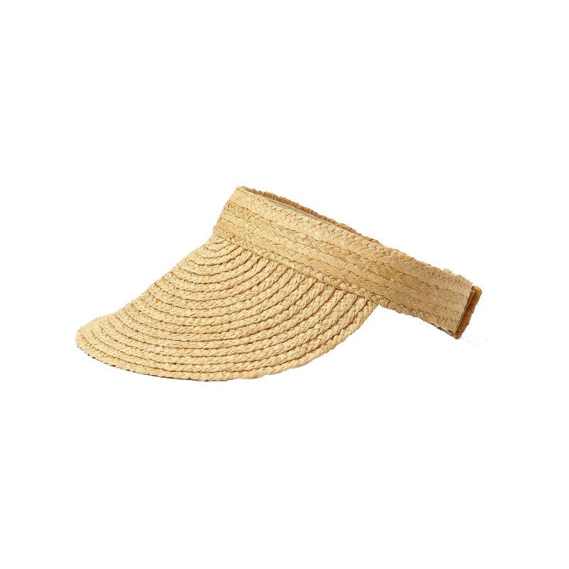 Spring and Summer New Hand-woven Raffia Empty Top Hat Outdoor Cycling Travel Sunscreen Sunshade Straw Duck Tongue Empty Top Hat