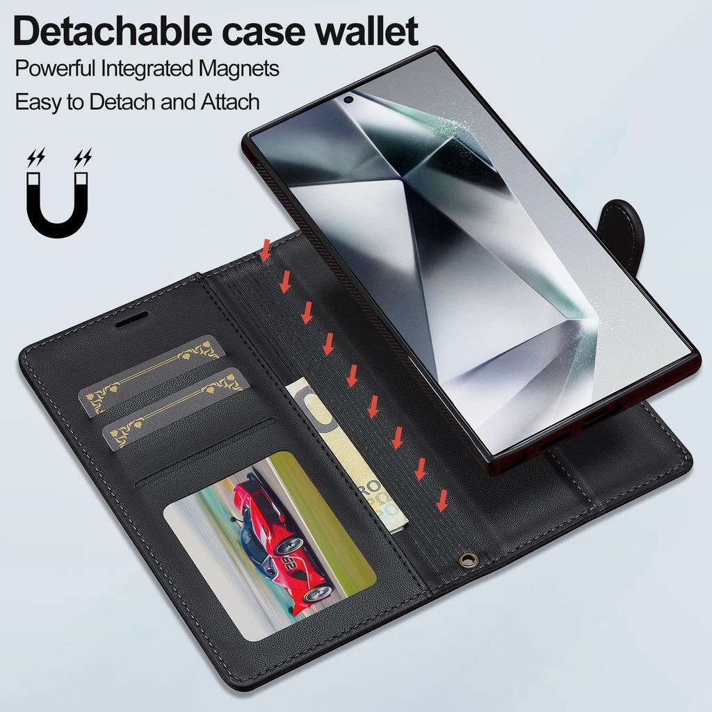 LC.IMEEKE L2 Serie für Samsung Galaxy S23 Ultra Hülle PU Leder Brieftasche Abnehmbare Magnetische Handyhülle