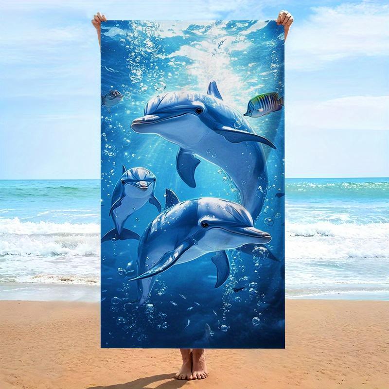 Textilien Unisex 1Pc Dolphin Beach Towel Marine Life Theme Soft Microfiber Fabric Bath Towels Oversized Towel For Swimming Travel Camping