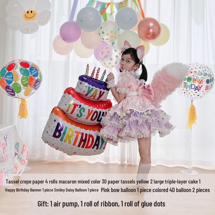 First Birthday Balloon Decoration Set for Kids - Party Background Wall for Boys & Girls