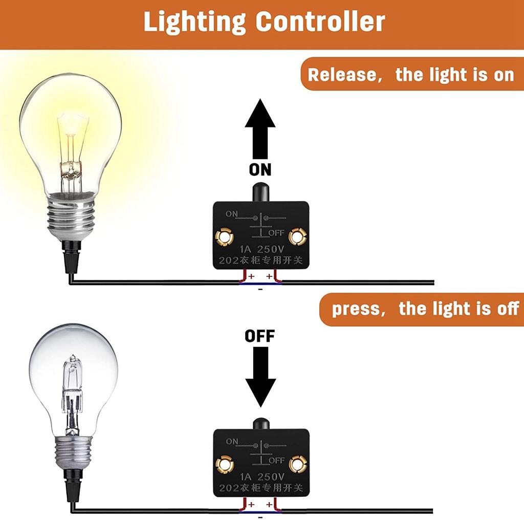 BHBL 8 Pieces Cabinet Lamp Switch Automatic Door Switch Contact Switch for Wardrobe Applicable To 12V 24V 110V(Black)