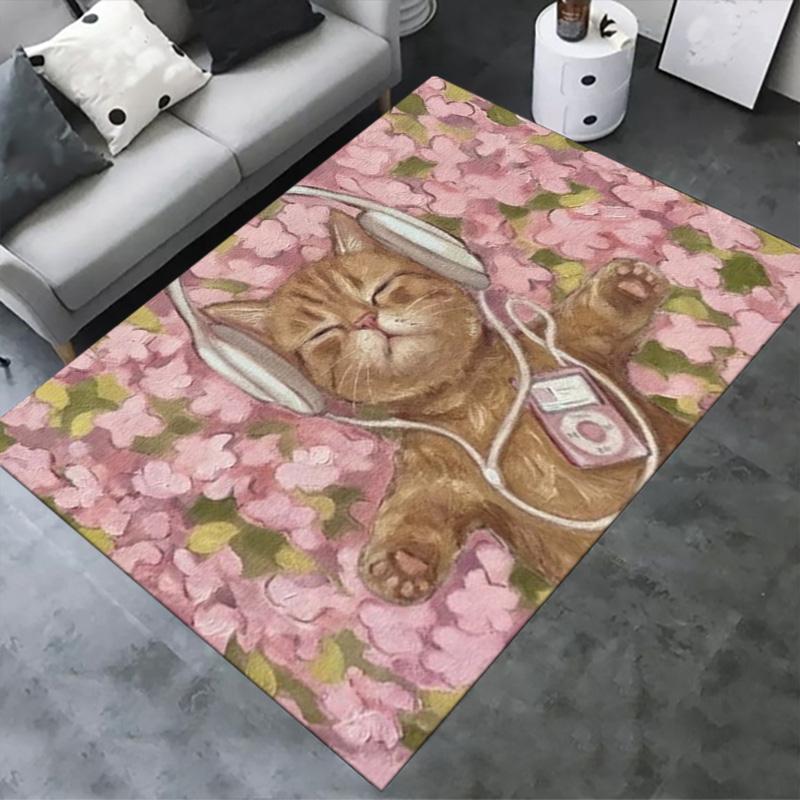 Cute Cat Carpet Rug for Living Room Bedroom Home Sofa Decoration,Kids play Non-slip Floor Mat
