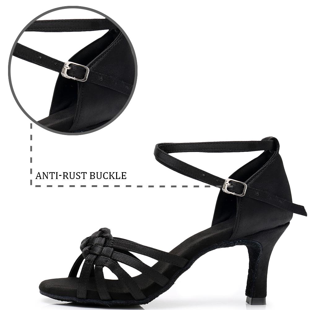 Damen-Tanzschuhe aus Satin für den lateinamerikanischen Tango, weiche Tanzschuhe mit hohem Absatz, 7 cm