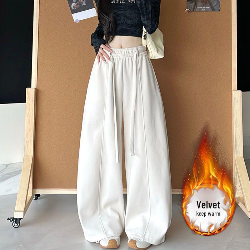 

Women s High-Rise Fleece-Lined Curved-Leg Pants - Autumn/Winter Slimming and Loose Fit XL