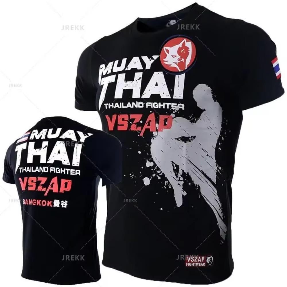 Muay Thai Fitness Training Sports T-Shirt Casual Breathable Short Sleeve Top Workout Running Wrestling