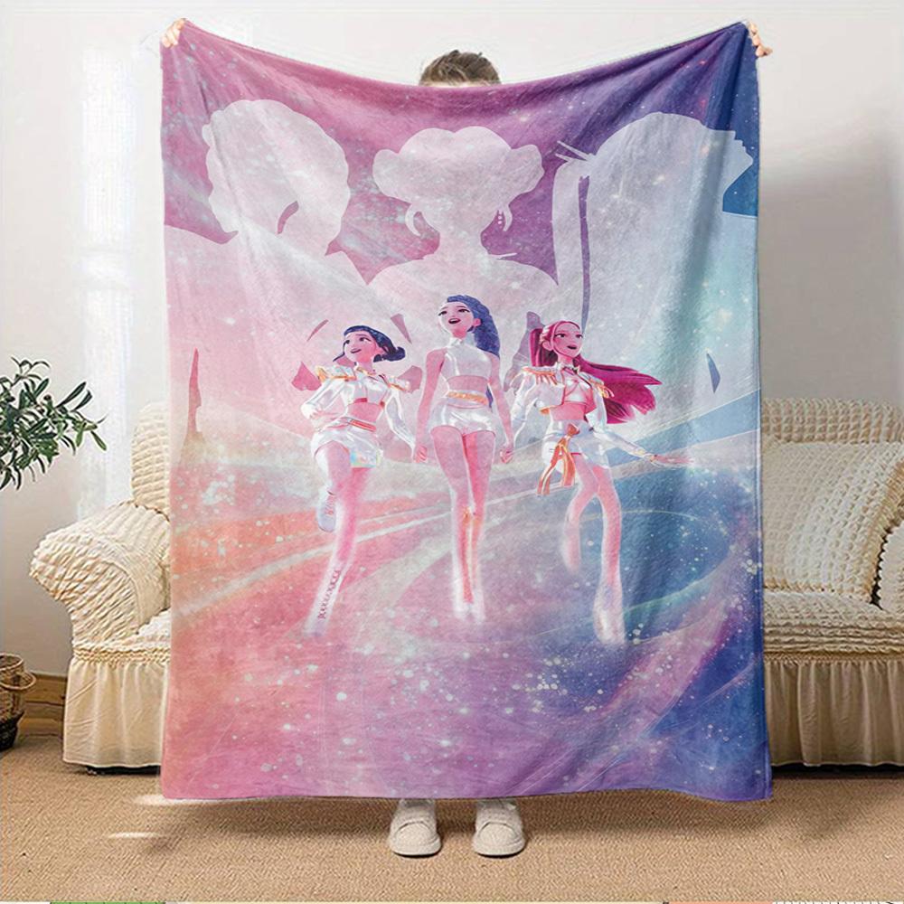 Gruppo di Ragazze Anime K-POP Coperta Morbida Calda delle Quattro Stagioni Copriletto Spesso a Maglia in Poliestere per Tutte le Stagioni per Letto, Campeggio, Viaggio Regalo Perfetto