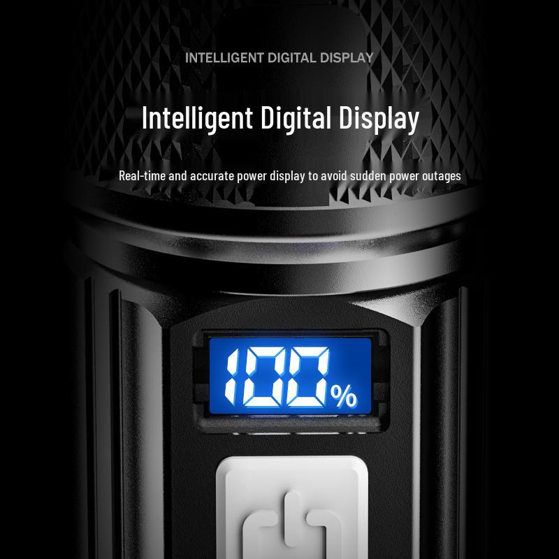 Tactical High-Power Rechargeable Flashlight with Zoom & Long-Range Laser