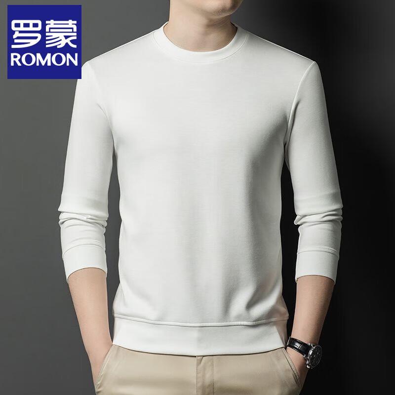 Romon Men s Mulberry Silk Wool Blend Long-Sleeve Round Neck T-Shirt 3XL