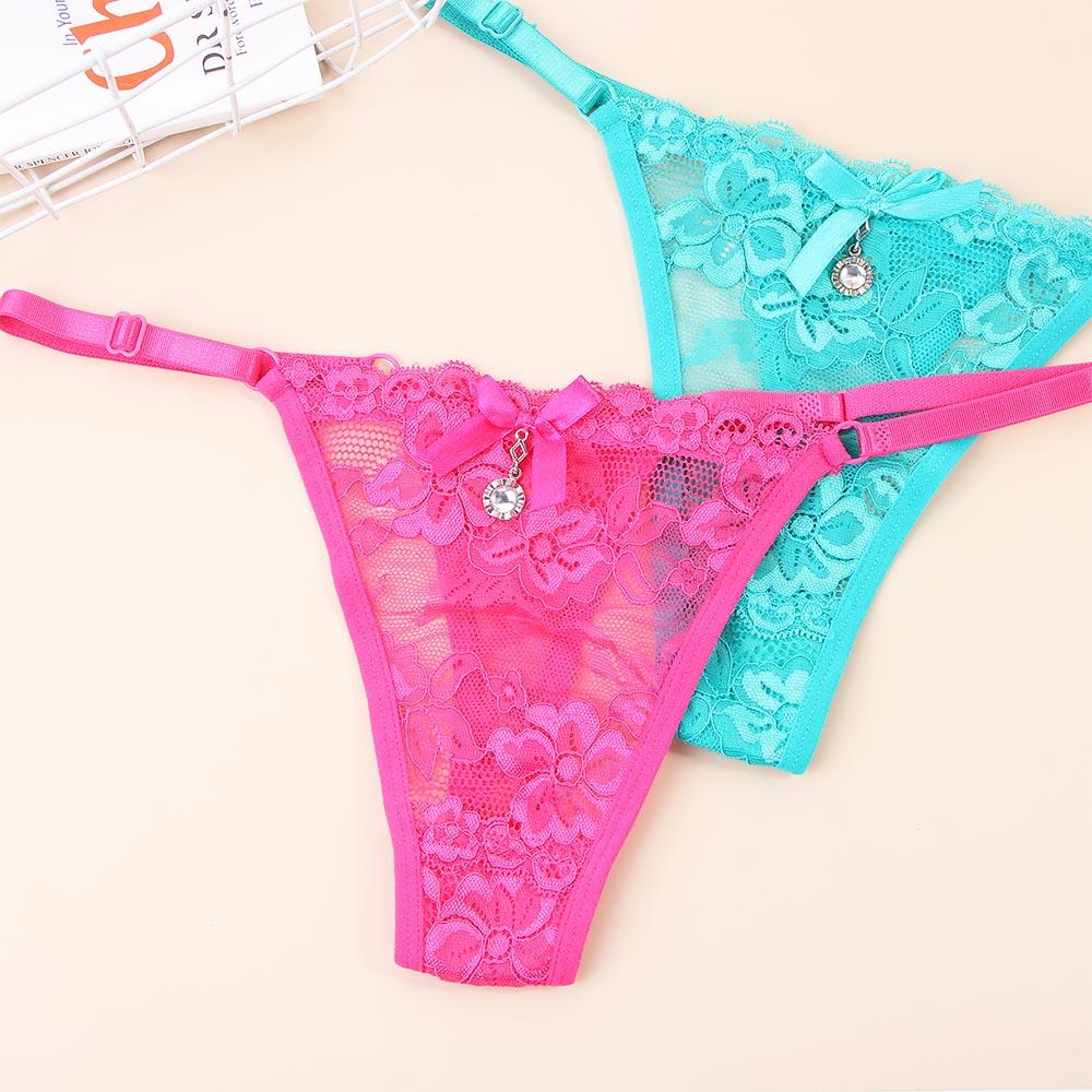 Low-waist Cotton Crotch G String Underwear Lace Panties Pendant  Sexy Briefs Women Thong
