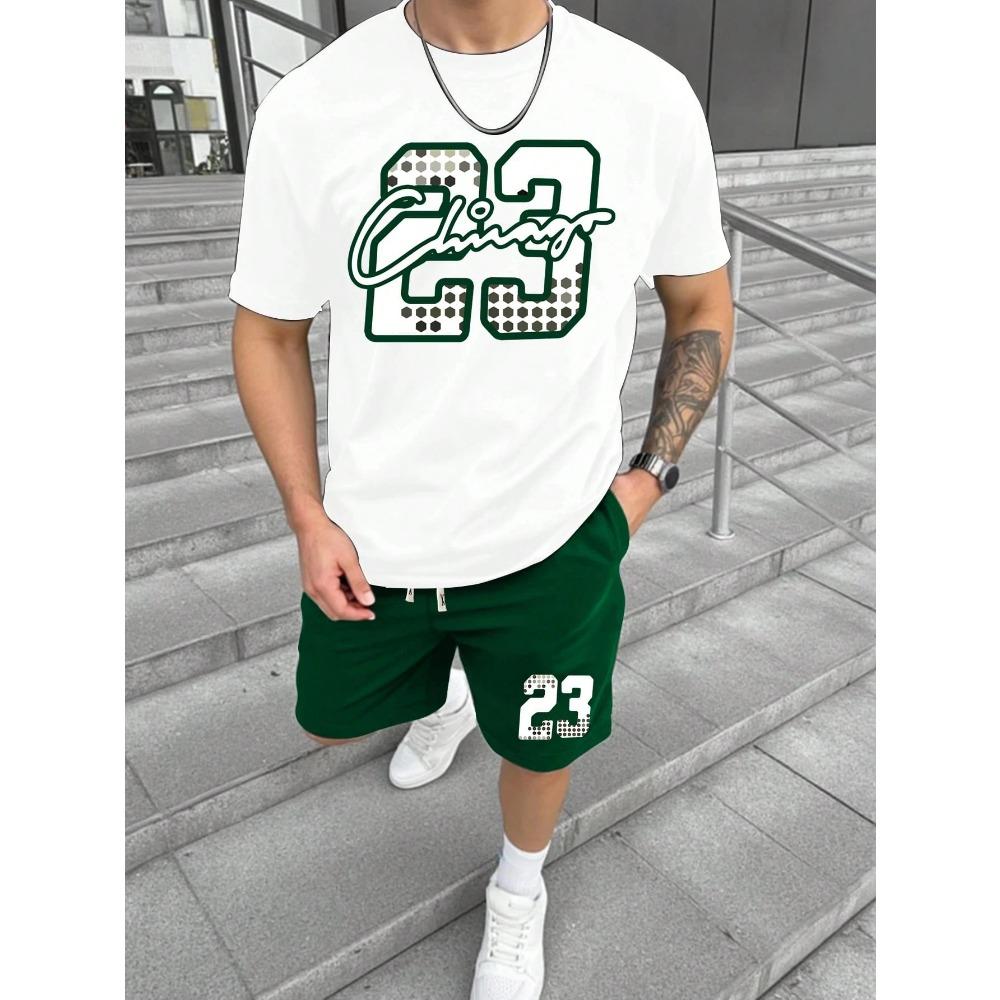 New Summer Men's Two-piece T-shirt And Shorts Set Casual Short-sleeved T-shirt And Shorts Two-piece Set Daily Casual Style