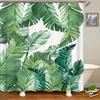 Green Plant Leaves Printed Shower Curtains Waterproof Polyester Curtain with Hook Decoration Bathroom Curtains 3D Shower Curtain